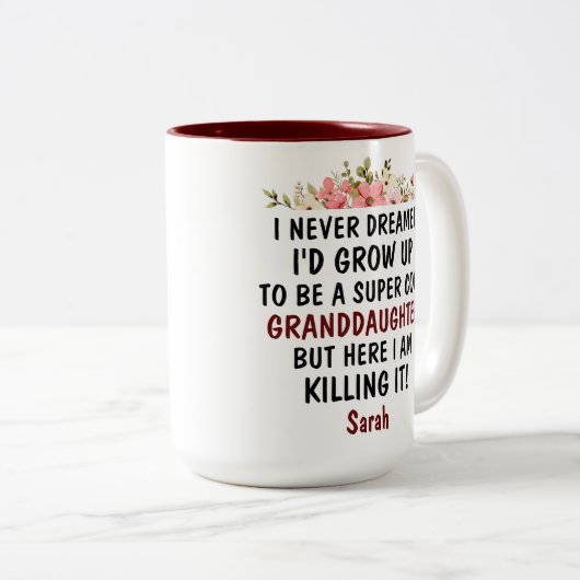 私は孫娘になるとは夢にも思わなかった ツートーンマグカップ (正面右)