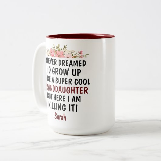 私は孫娘になるとは夢にも思わなかった ツートーンマグカップ (正面左)