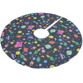 私は宇宙UFOロケット土星パターンが必要 ブラッシュドポリエステルツリースカート (アングル)