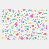 私は宇宙UFOロケット惑星パターンかわいい必要がある ラッピングペーパーシート (正面2)