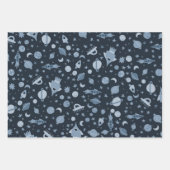 私は宇宙UFOロケット惑星パターンかわいい必要がある ラッピングペーパーシート (正面3)