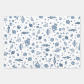 私は宇宙UFOロケット惑星パターンかわいい必要がある ラッピングペーパーシート (正面)