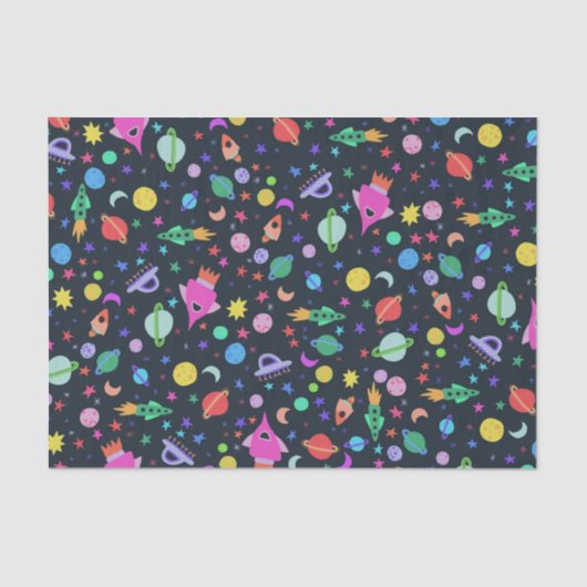 私は宇宙UFOロケット惑星パターンギフトが必要 薄葉紙 (正面)