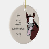 私は安定した人間関係おもしろいの馬のパンにいる セラミックオーナメント (右)
