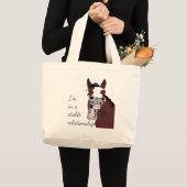 私は安定した人間関係おもしろいの馬のパンにいる ラージトートバッグ (正面(商品))