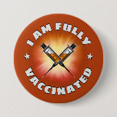 私は完全に予防接種✔ボタン 缶バッジ (正面)
