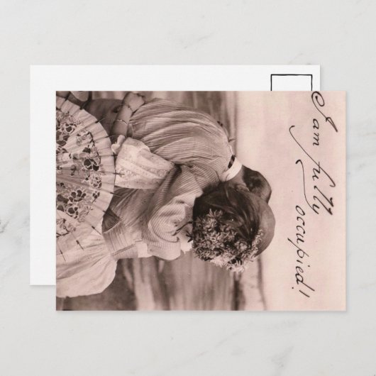 「私は完全に占領されている！」ロマンチックなヴィンテージキス おもしろい ポストカード (正面/裏面)