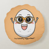 私は完全に卵引き明るい卵のメガネを着ている ラウンドクッション (裏面)