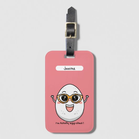 私は完全に卵引き明るい卵のメガネを着ている ラゲッジタグ (正面縦)