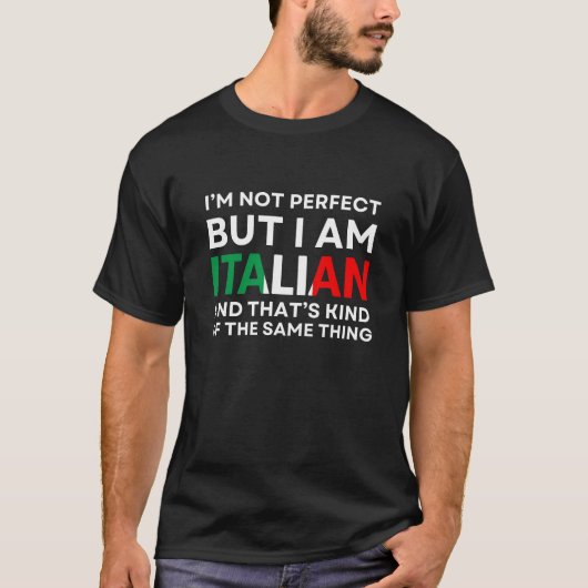 私は完璧じゃないけどイタリア人なんだから Tシャツ (正面)