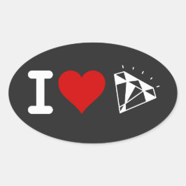 私は宝石の結晶ハートコレクターが大好き 楕円形シール