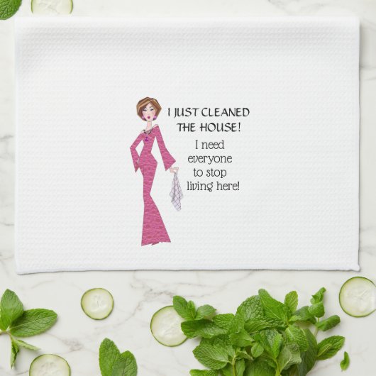 私は家を掃除した – ここに住むストップためにすべての人! キッチンタオル (折り畳み)