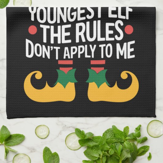 私は家族のクリスマスに最も若い小妖精や小人にマッチ キッチンタオル (折り畳み)