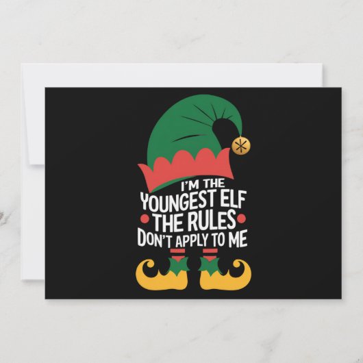 私は家族のクリスマスに最も若い小妖精や小人にマッチ シーズンカード (正面)