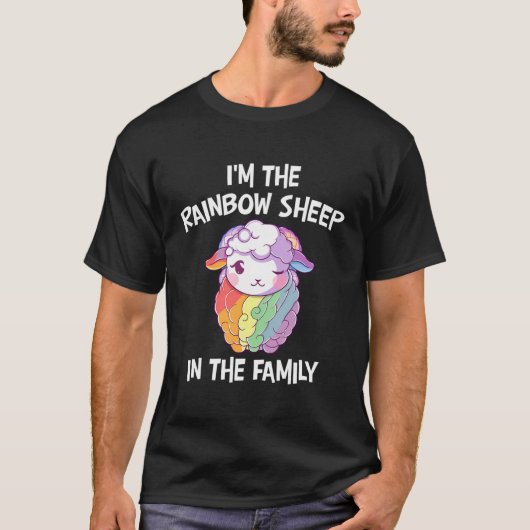 私は家族のLgbtの平等の中の虹の羊だ Tシャツ (正面)