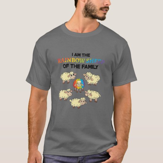私は家族のLgbt Sheep Faのレインボー・ヒツジ Tシャツ (正面)