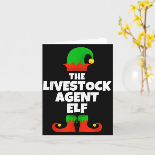 私は家畜エージェントのエルフ家族のクリスマスパジャマです カード (黄色い花)