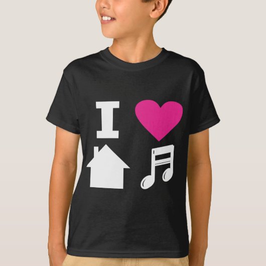 私は家音楽を愛します Tシャツ (正面)