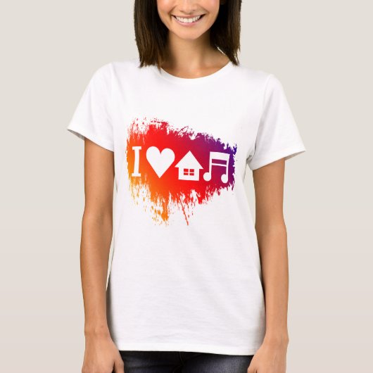 私は家音楽を愛します Tシャツ (正面)