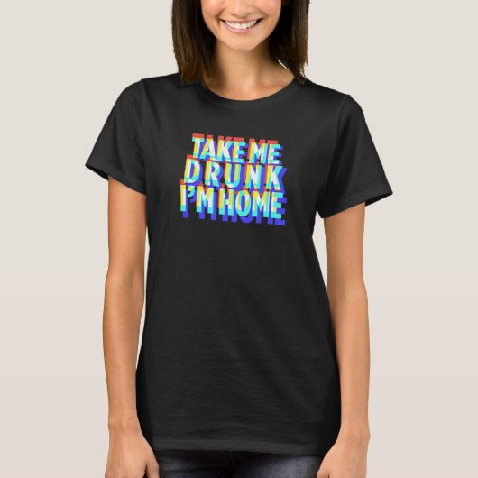私は家飲のおもしろい飲みパーティーTシャツを持って Tシャツ (正面)