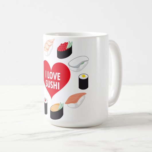 私は寿司が大好き コーヒーマグカップ (正面右)
