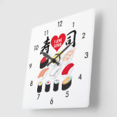 私は寿司が大好き スクエア壁時計 (傾斜)