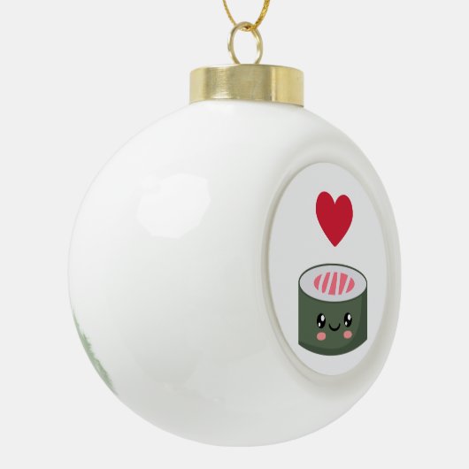 私は寿司が大好き セラミックボールオーナメント (左)