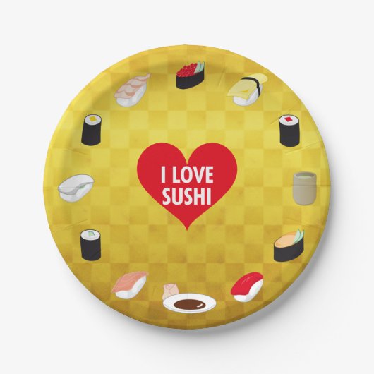私は寿司が大好き ペーパープレート (正面)