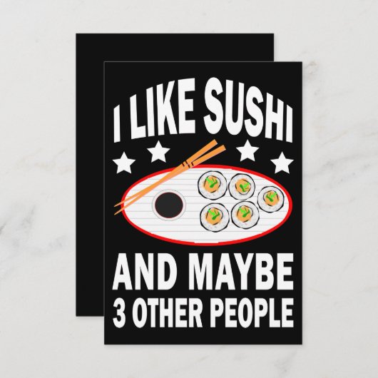 私は寿司が好きで、他に3人くらいいるかもしれません サンキューカード (正面/裏面)