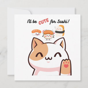 私は寿司にかわいい – すしパーティー招待状