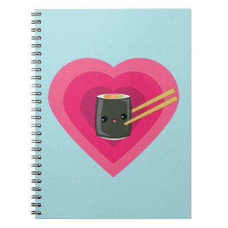 私は寿司のかわいいの寿司ロールを愛します ノートブック