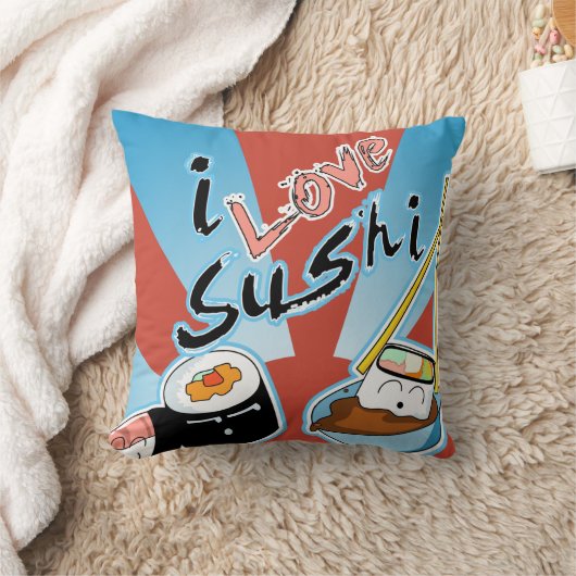 私は寿司の漫画の寿司を愛します クッション (ブランケット)
