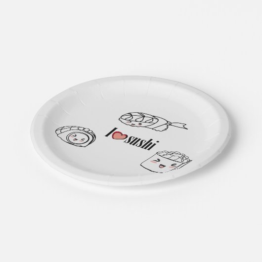 私は寿司の紙皿を愛します ペーパープレート (アングル)