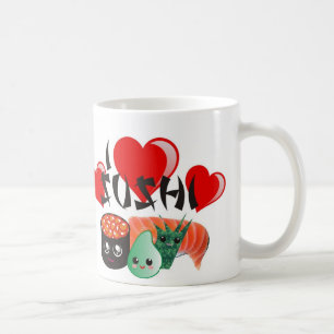 私は寿司を愛します コーヒーマグカップ