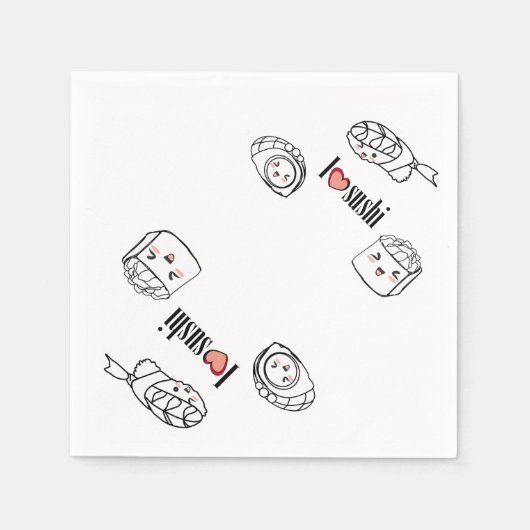 私は寿司ナプキンが大好き スタンダードカクテルナプキン (正面)