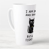 私は小さくて繊細だが、猫に対しても戦う カフェラテマグ (左アングル)