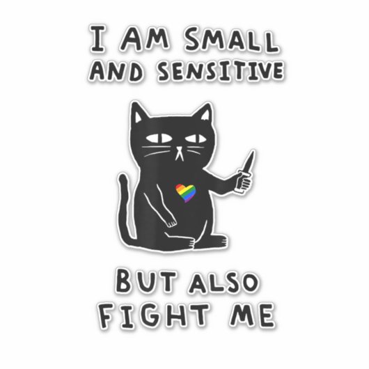私は小さくて繊細だが、猫に対しても戦う シール (正面)