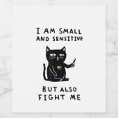 私は小さくて繊細だが、猫に対しても戦う ワインラベル (シングルラベル)