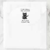 私は小さくて繊細だが、猫に対しても戦う 楕円形シール (バッグ)