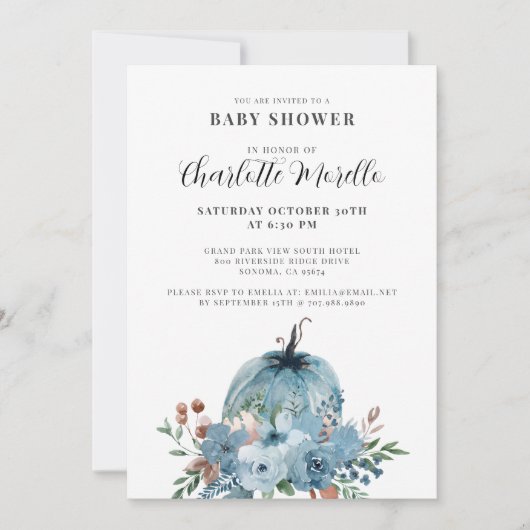 私は小さなカボチャのほこりっぽい青い秋に行く 招待状 (正面)