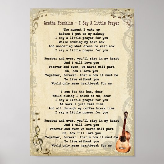 私は小さな祈りの言葉ソング歌詞ウォールアートプリントと言う ポスター (正面)