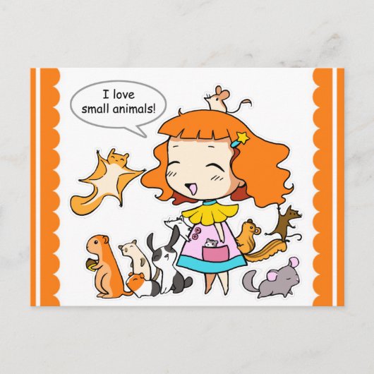 私は小動物が大好きです ポストカード (正面)