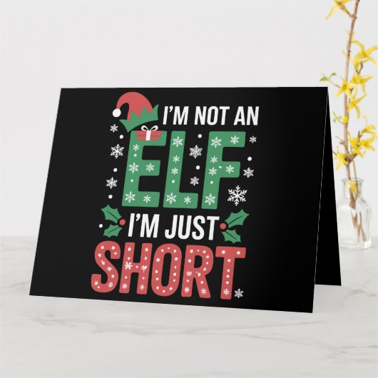 私は小妖精や小人ではない短いクリスマスおもしろいクリスマス カード (黄色い花)