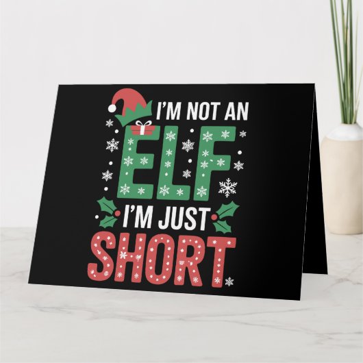 私は小妖精や小人ではない短いクリスマスおもしろいクリスマス カード (正面)