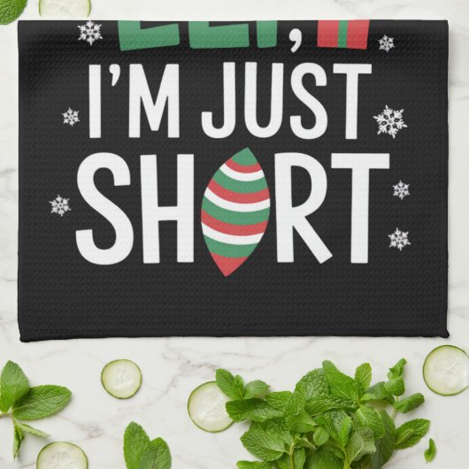 私は小妖精や小人ではない短いクリスマスおもしろいクリスマス キッチンタオル (折り畳み)