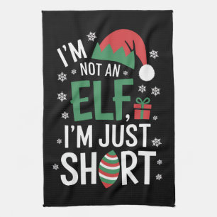 私は小妖精や小人ではない短いクリスマスおもしろいクリスマス キッチンタオル