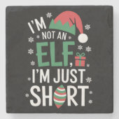 私は小妖精や小人ではない短いクリスマスおもしろいクリスマス ストーンコースター (正面)