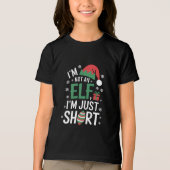 私は小妖精や小人ではない短いクリスマスおもしろいクリスマス トライブレンドＴシャツ (正面)