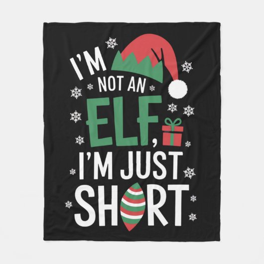 私は小妖精や小人ではない短いクリスマスおもしろいクリスマス フリースブランケット (正面)