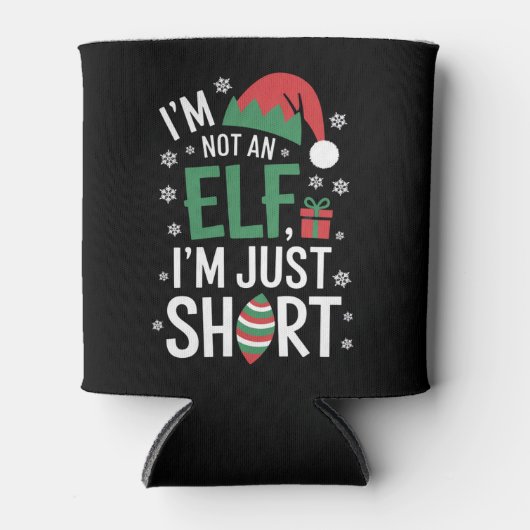 私は小妖精や小人ではない短いクリスマスおもしろいクリスマス 缶クーラー (正面)